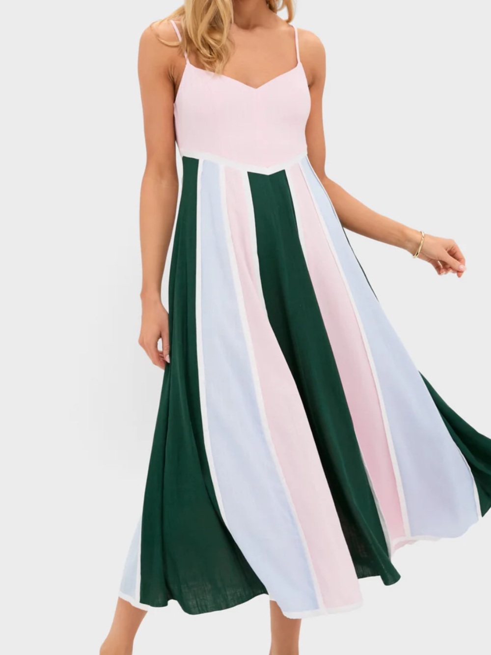 NWT TUCKERNUCK HYACINTH HOUSE
Pink, Green & Blue Striped Baxter Maxi Dress Sz M
